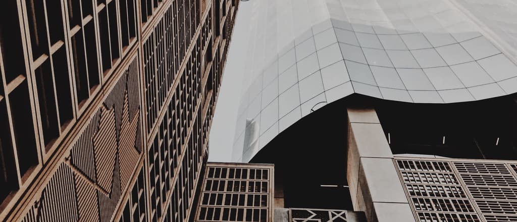 Contemporary office facades with geometric screens in Abu Dhabi
